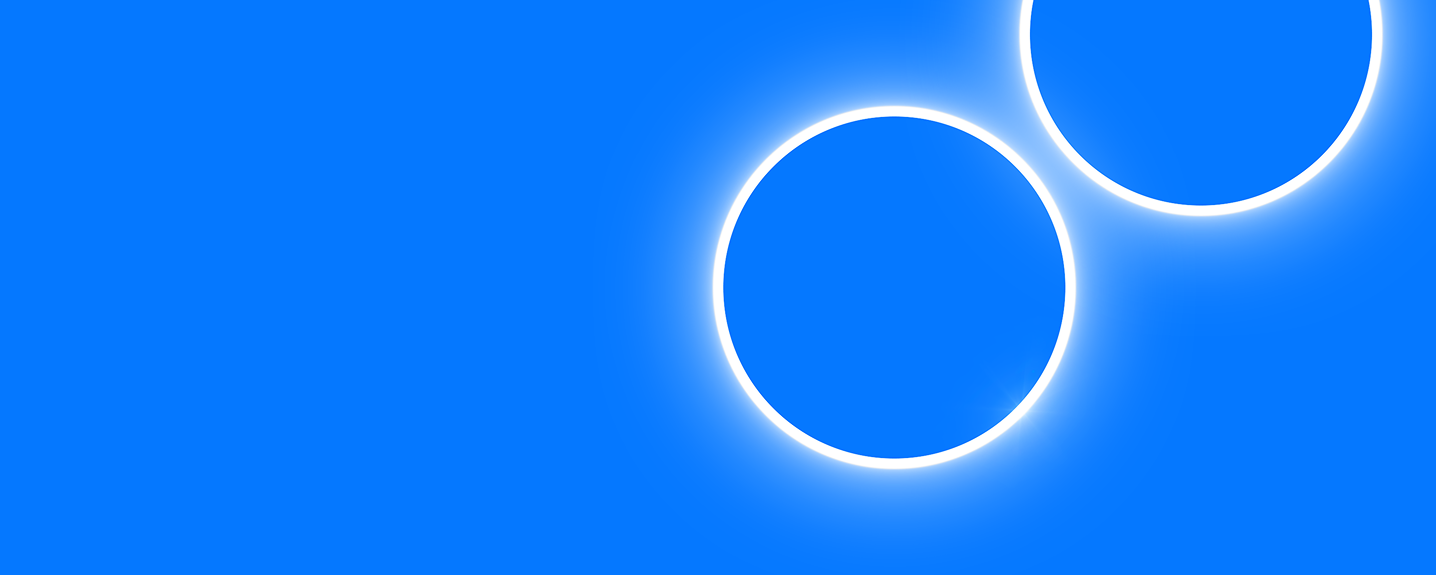 Promotional banner with abstract blue circles